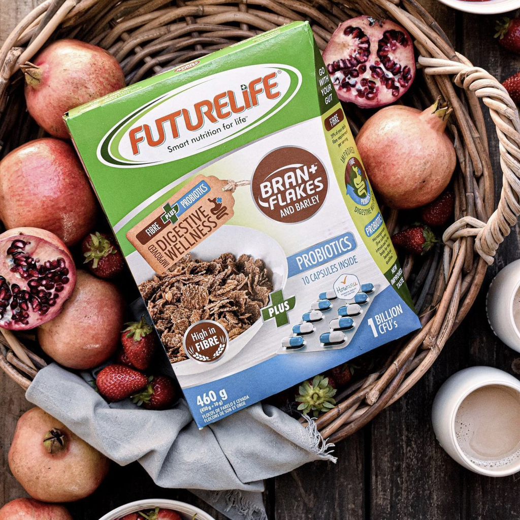 INTRODUCING FUTURELIFE® BRAN FLAKES AND BARLEY WITH PROBIOTIC CAPSULES