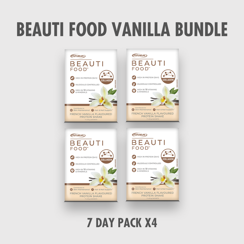 BeautiFood Vanilla Protein Shake Bundle, 7-Day 4-Box Pack