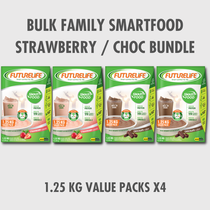 Futurelife Bulk Family Smartfood Protein Powder Bundle in Strawberry and Chocolate Flavors