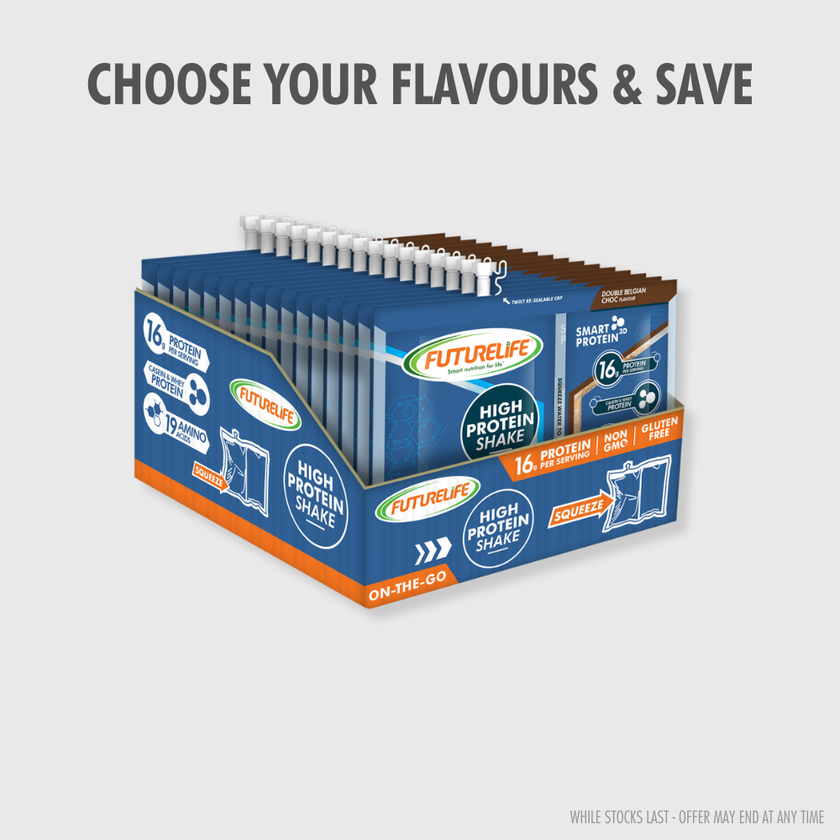 Futurelife High Protein Shake case of 16 blue orange pouches