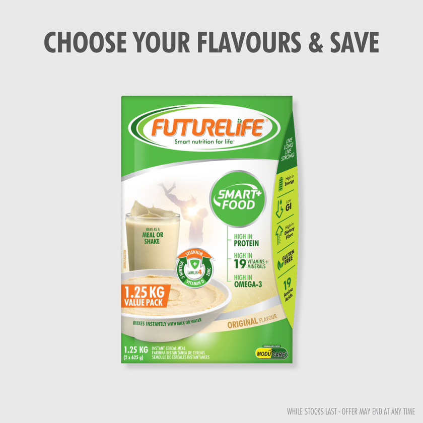 Green and white Futurelife Smart Food Original 1.25kg cereal pack