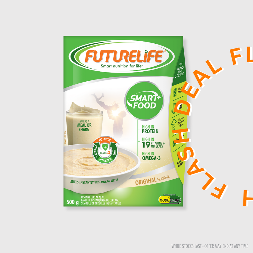Green and white Futurelife Smart+ 500g original cereal packet