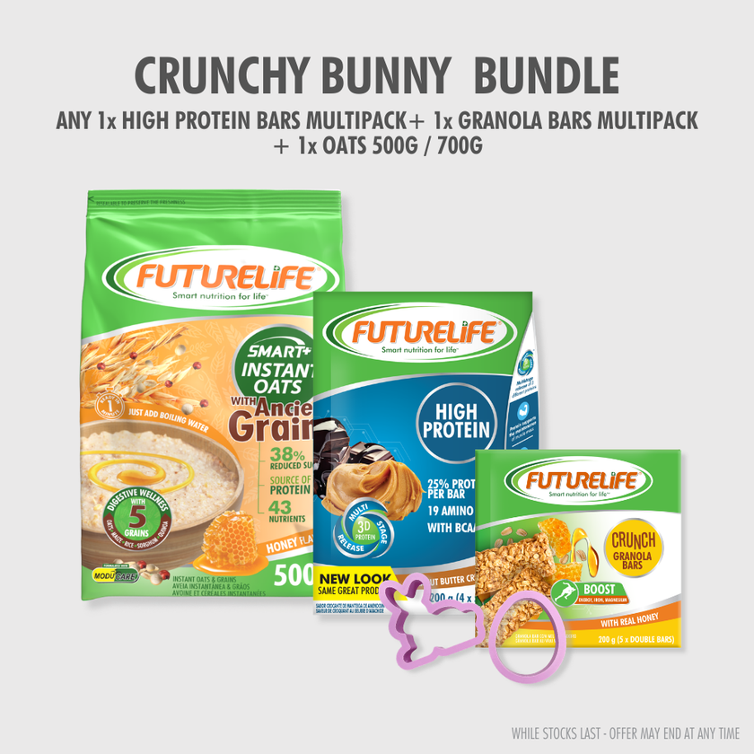 Futurelife Crunchy Bunny Bundle: peanut butter honey oats, bars, granola