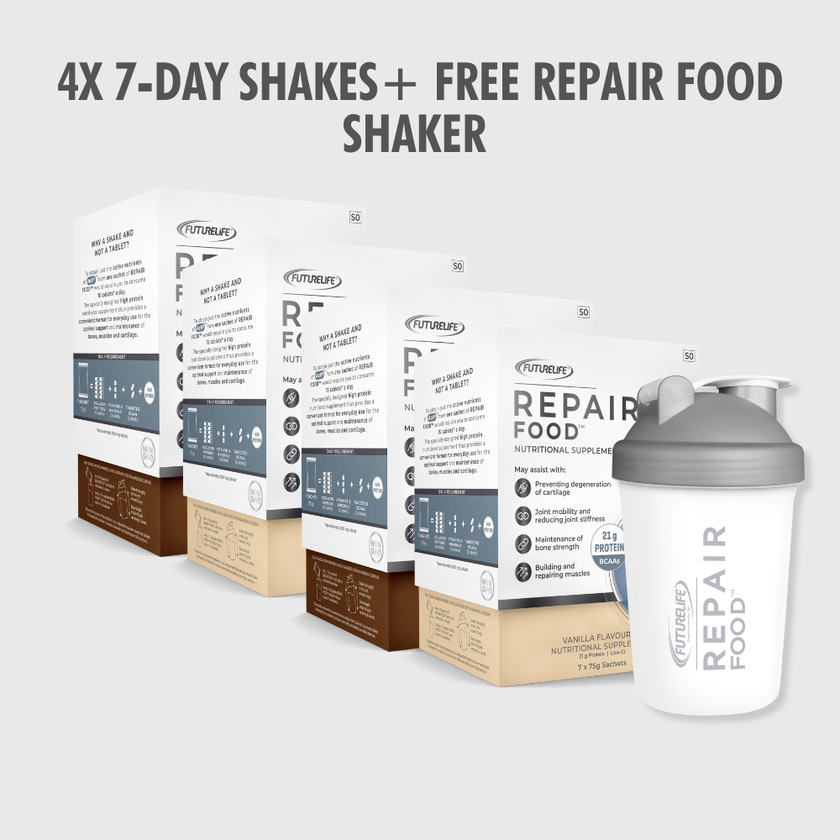 White gray bear shaker with Repair Food Shake 7 day pack