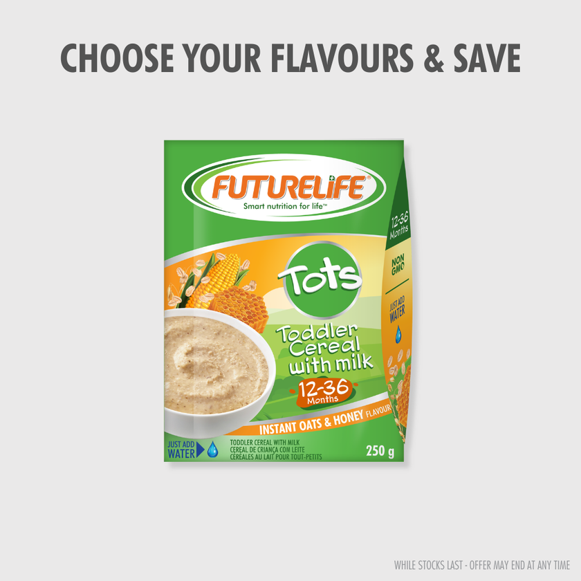 Futurelife Tots Oats and Honey toddler cereal with milk, 250g pack