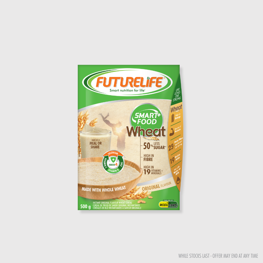 Green and beige FutureLife Smart Food Wheat Original 500g package