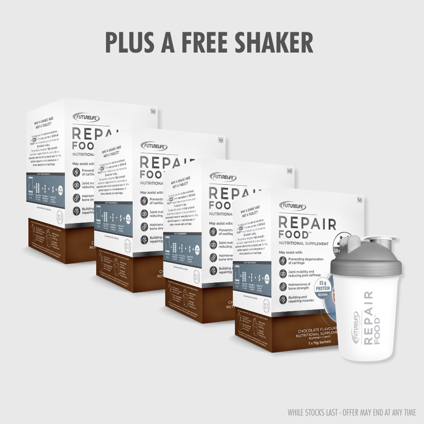 Repair Food Shake 7 day pack x4 - Chocolate + FREE Shaker