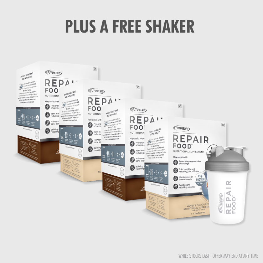 Repair Food Shake 7 day pack - Chocolate x2 + Vanilla x2 + FREE Shaker
