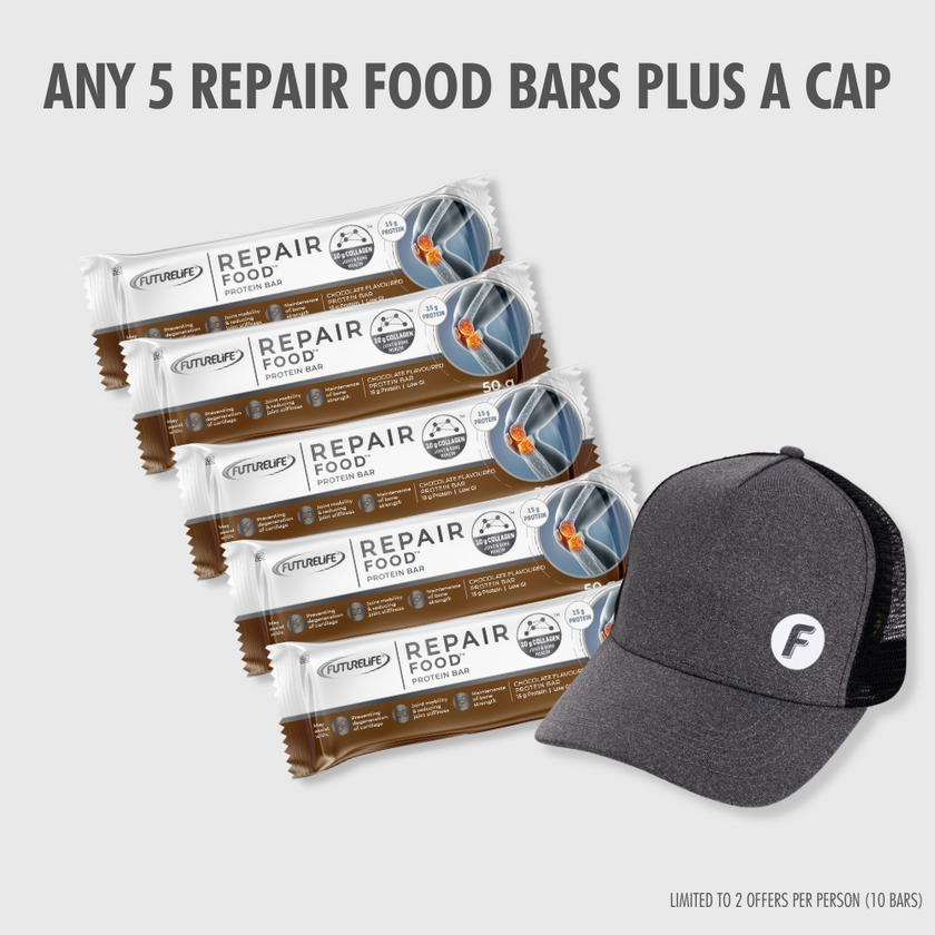 Chocolate Repair Food Bar x5 + Logo Cap