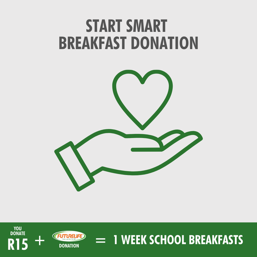 Heart-shaped donation box for FutureLife in Smart Start Breakfast product