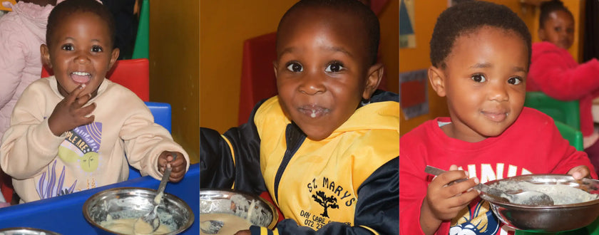 Blue plastic bowl with white food