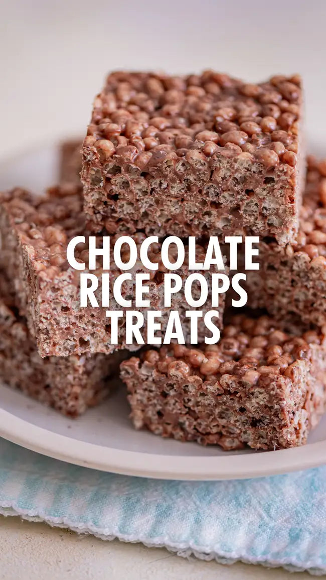 Chocolate rice pops treats with a crispy texture and rich cocoa flavor.