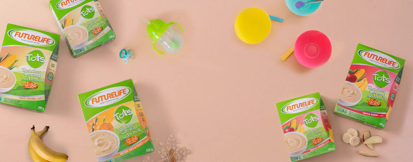 Futurelife forte milk powder packet with green and white packaging.