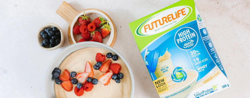 Futurelife high protein powder packet.