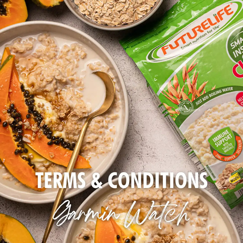 Futurelife oatmeal packet with green and white packaging, featuring a ’smart instant’ label.