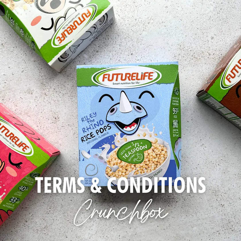 Futurelife riley the rhino rice pops cereal box.