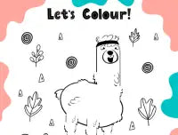 Pink llama coloring book cover with floral and geometric designs.