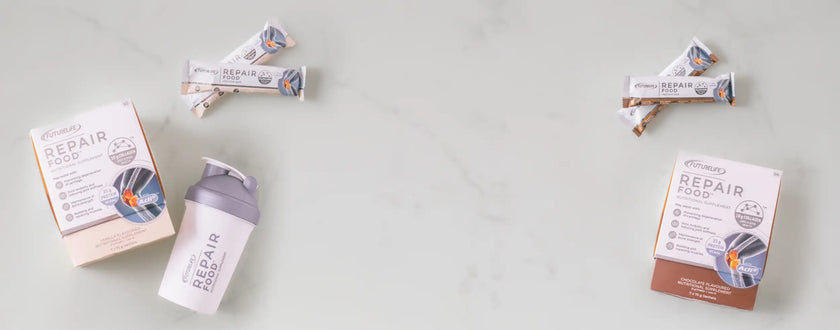 Repair cream tube with white cap and brown label, silver metallic texture.