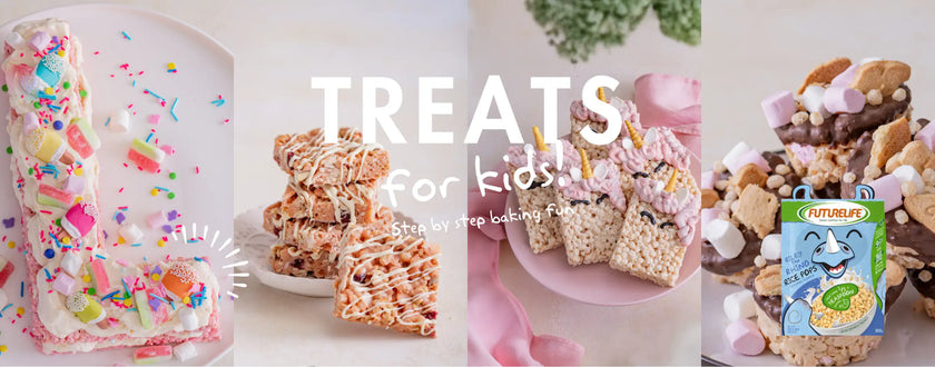 Rice krispies treats with marshmallows and colorful sprinkles.