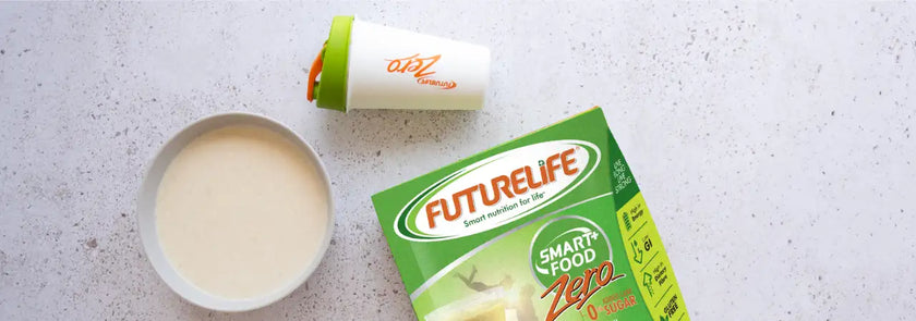 White and green futurelife smart food zero protein powder box